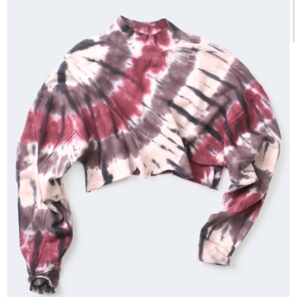 TIE-DYE MOCK-NECK CROPPED SWEATSHIRT
